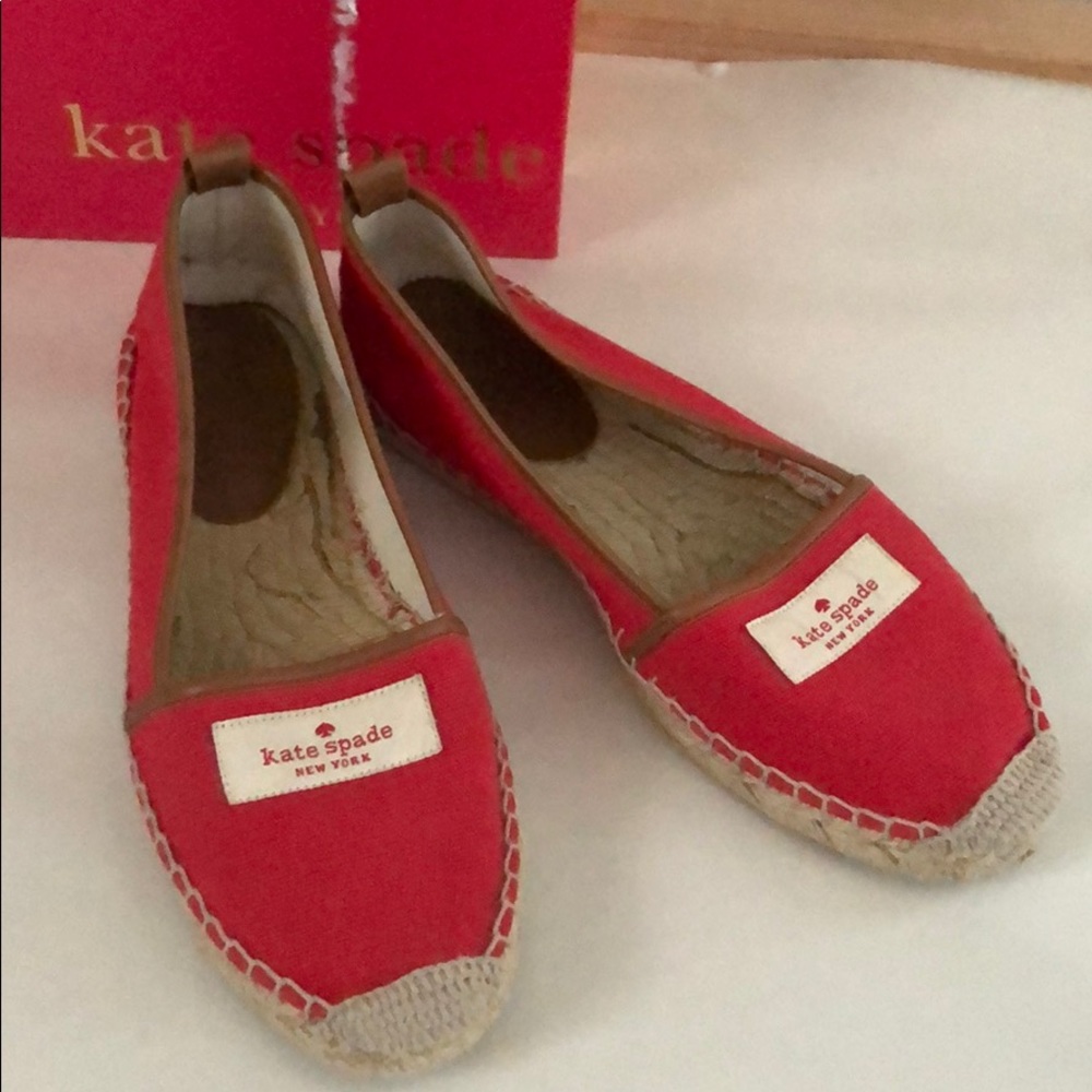 Kate Spade red canvas/leather espadrilles
